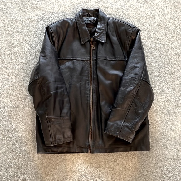 Vintage “BORN TO BE FREE” 90s all leather moto jacket - Picture 1 of 15